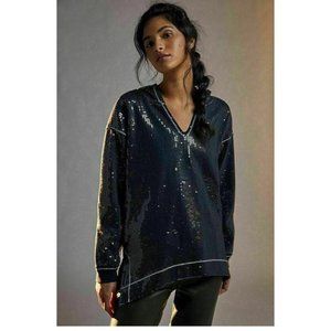 Anthropologie Gracie Sequined Tunic Hoodie Top Cocktail Prom Oversized S